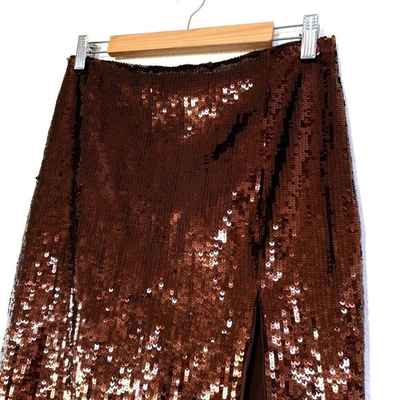 NEW Camila Coelho Ava Crop Top Audrey Skirt Matching Set Sequin Chocolate Brown - Picture 10 of 15
